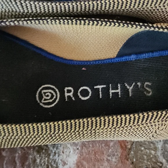 Rothy’s The Point Cap Toe Flats Size 8 Tan Black Knit Washable Work Chic - Picture 3 of 9